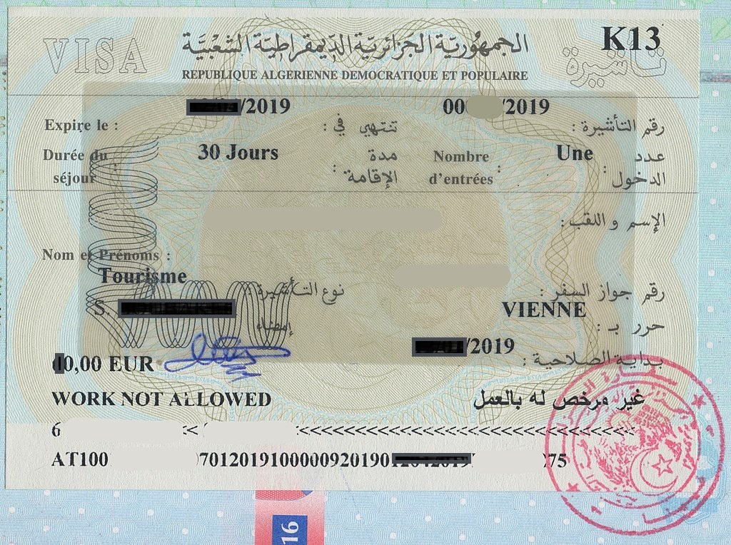 visa pour voyage en algerie